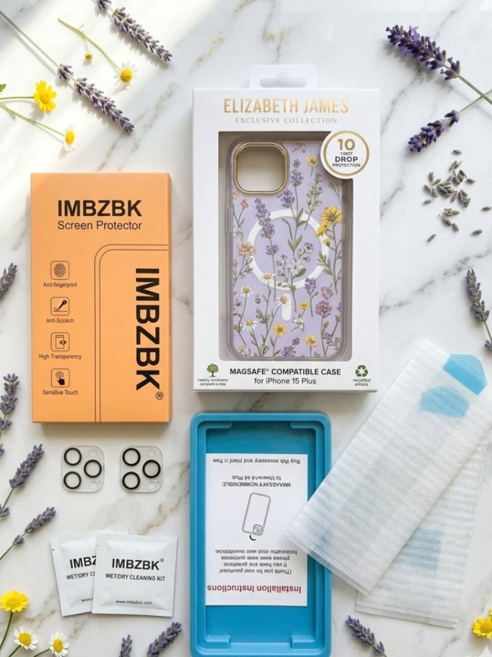 Bundle: iPhone 14 Plus Elizabeth James Floral MagSafe Case + Screen Protector